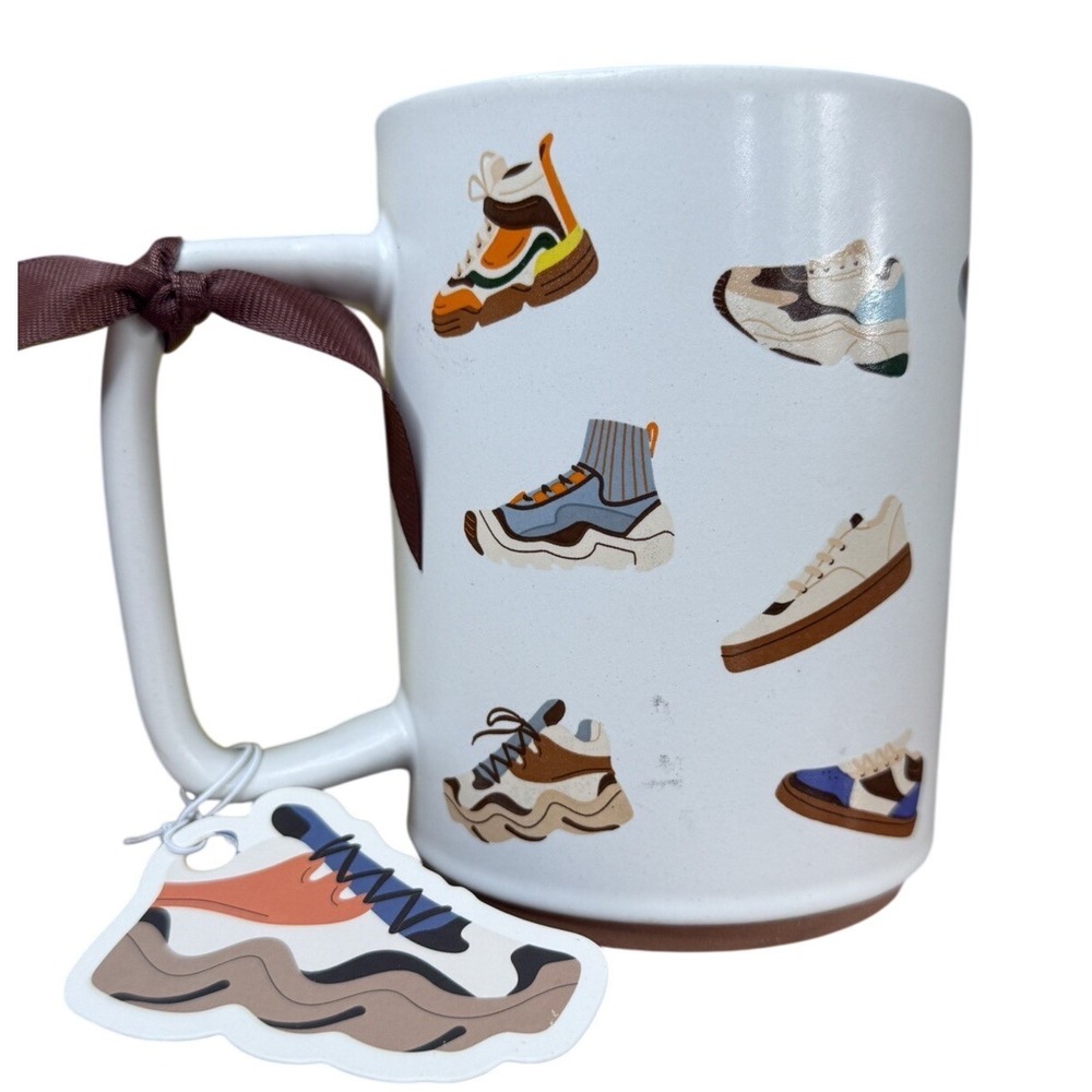 Eccolo Sneaker Mug White New Graphic‎ Shoe Print Ceramic Coffee Cup